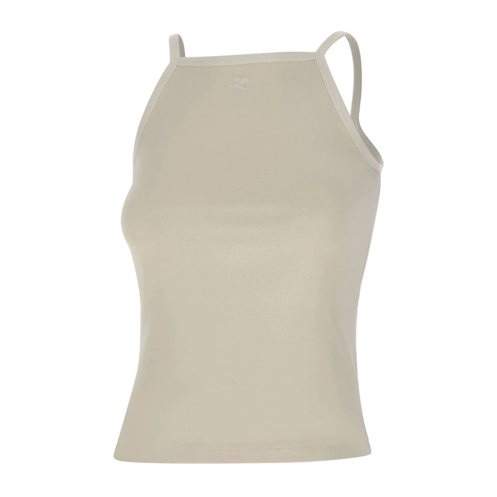 Courrèges Women's White Contrast Tank Top - Sleeveless Tops - M - Tops