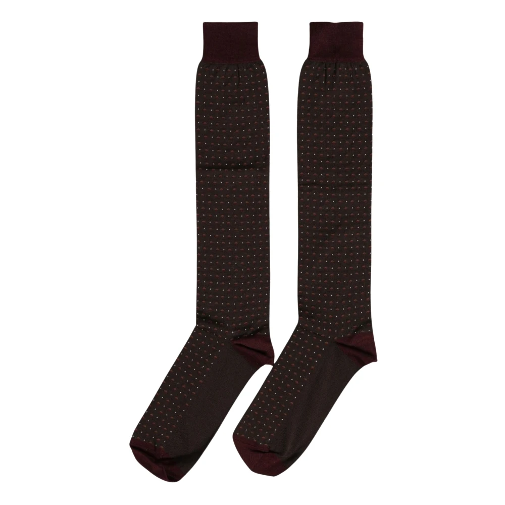 Dolce & Gabbana Burgundy Polka Dot Over The Calf Accessory Socks - Male - Ties - Brown - One Size - Accessories - Image 1