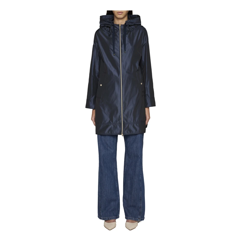 Herno Iridescent Parka met Trekkoord en Capuchon Blue Dames