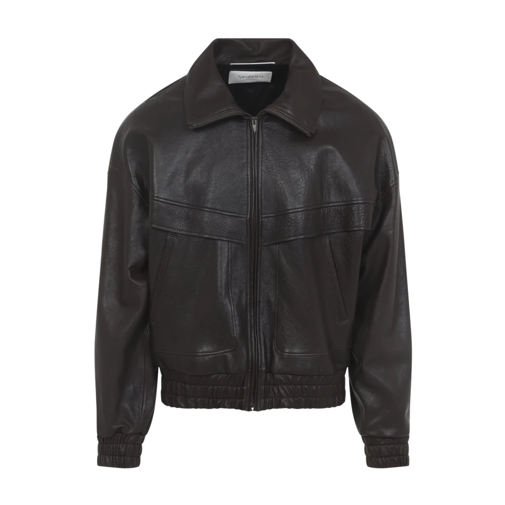 Saint Laurent Men's Brown Bubbled Lambskin Jacket