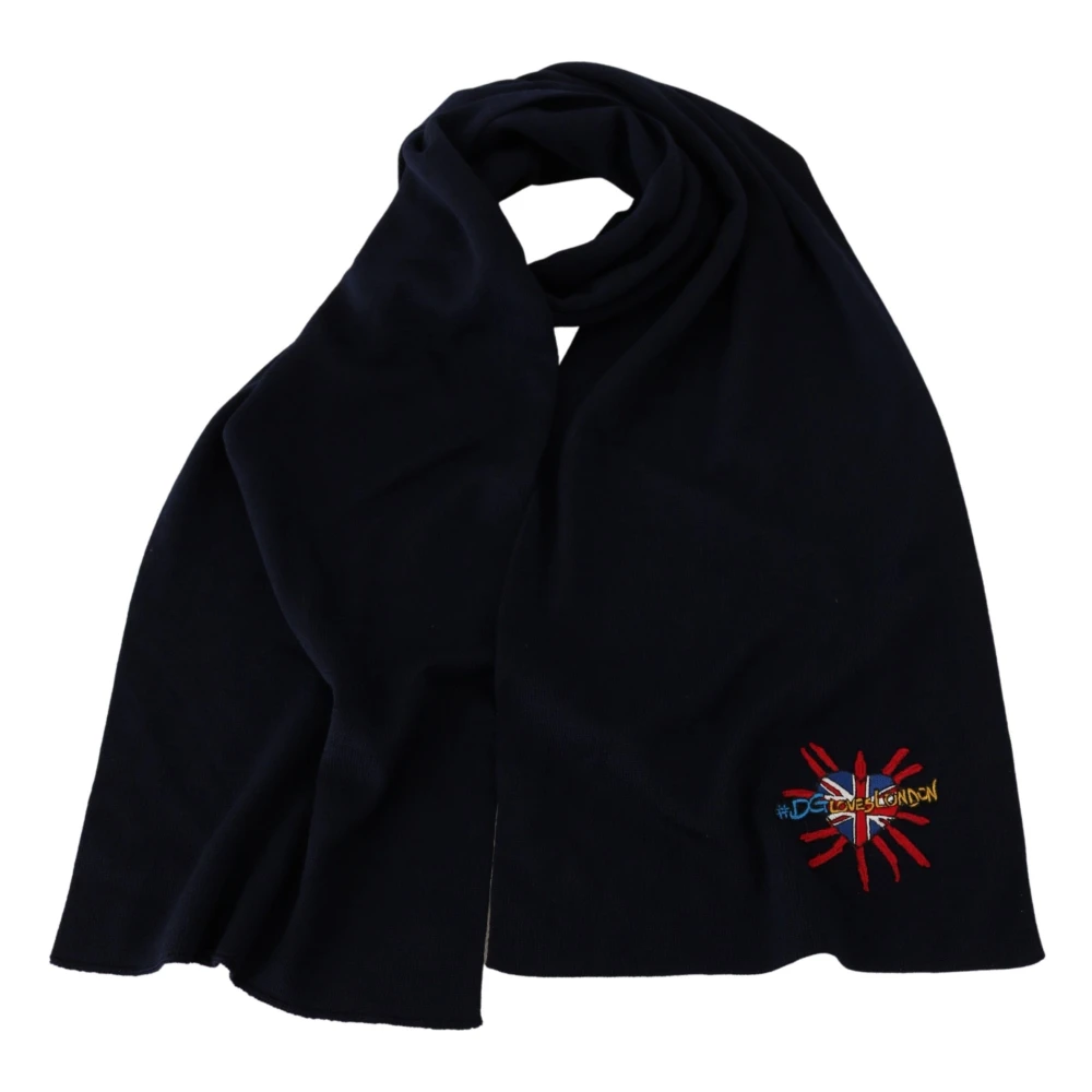 Dolce & Gabbana Unisex Blue Dgloveslondon Wrap Shawl Wool Scarf