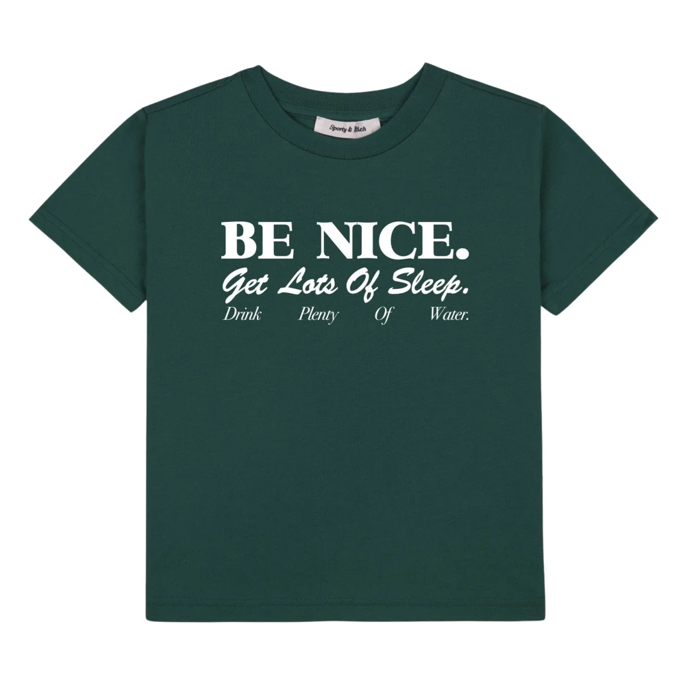 Sporty & Rich Unisex Kids Green Kids Short Sleeve T-Shirts, 6 Y, Be Nice T-Shirt