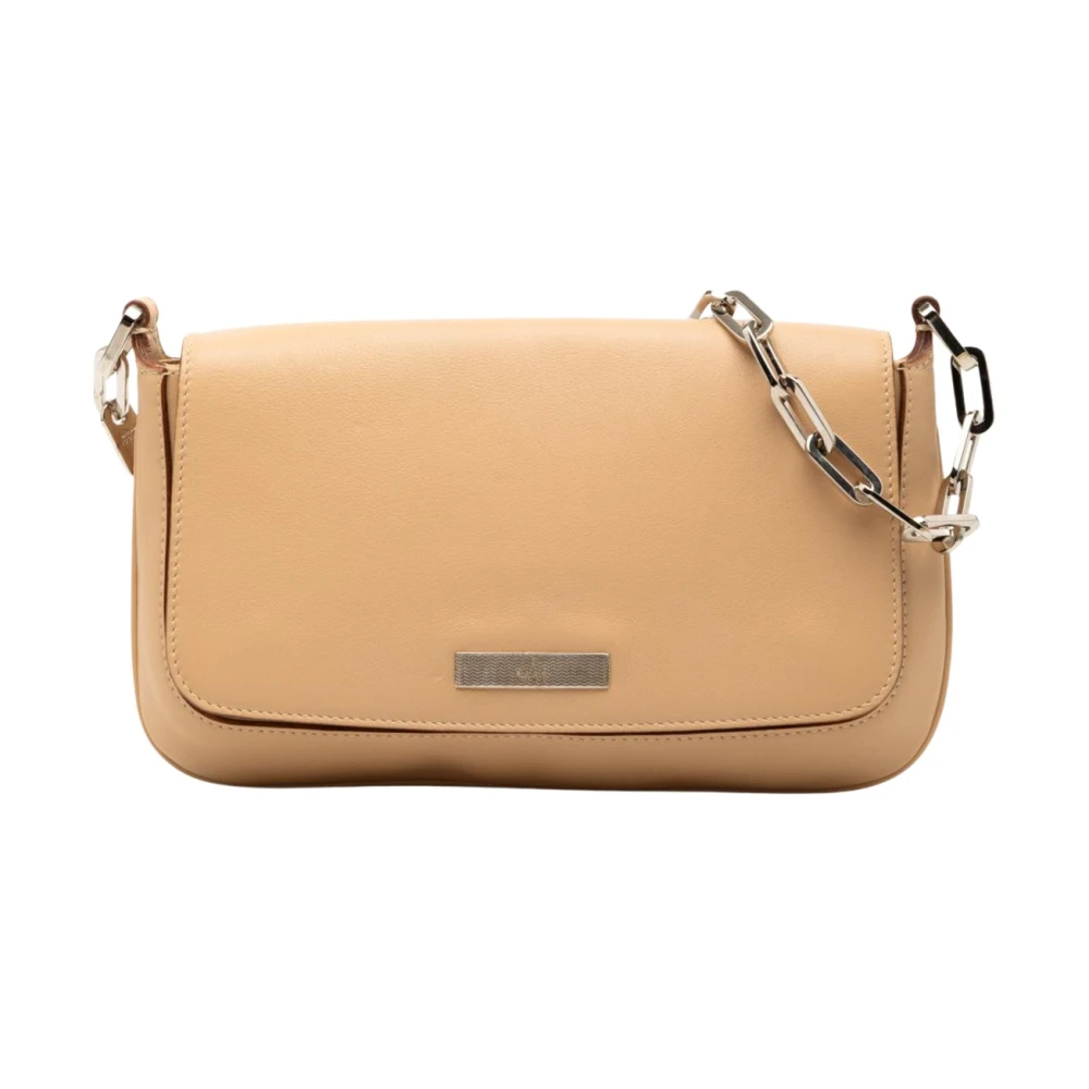 Gucci Vintage Women's Beige Pre-Owned Shoulder Bag With Chain