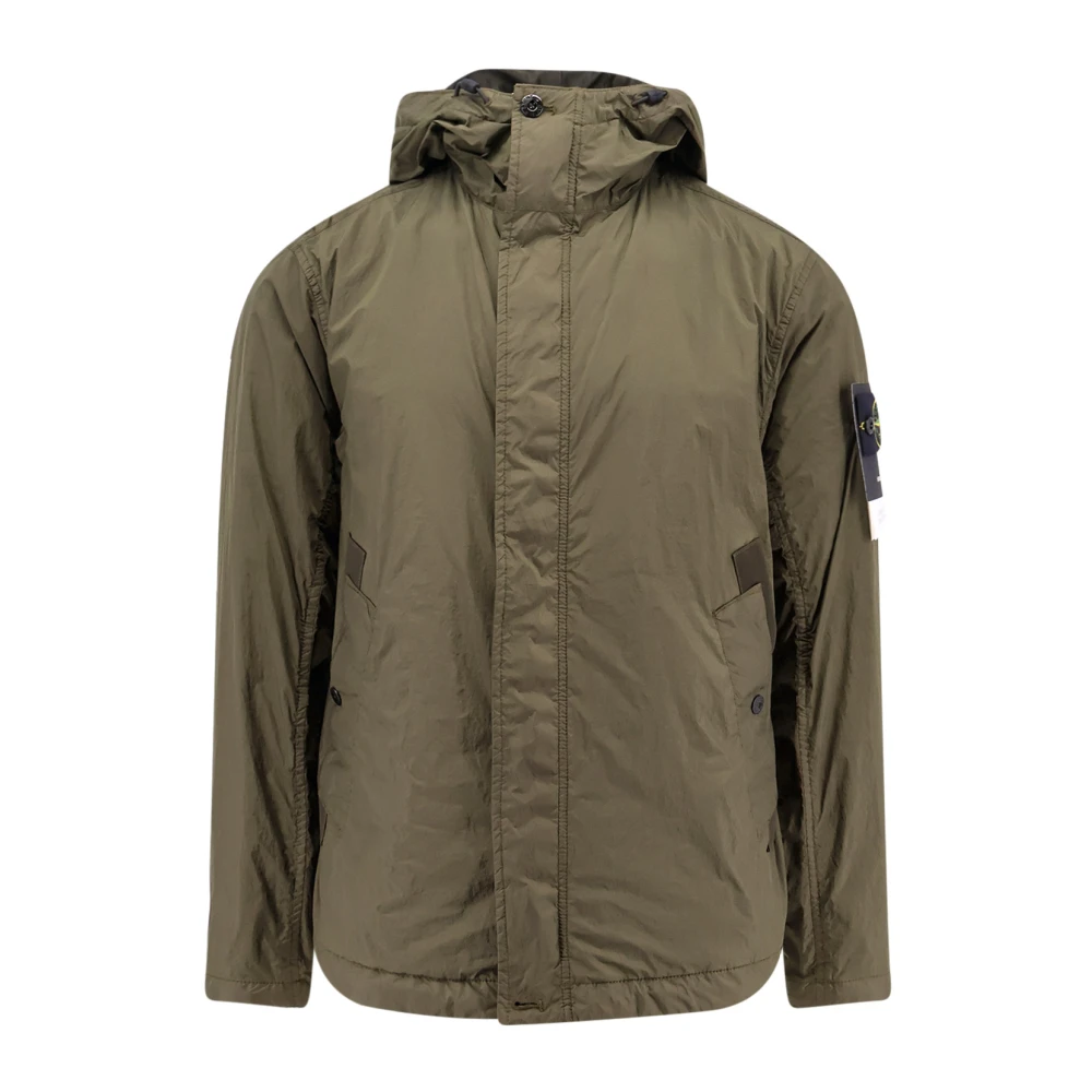 Stone Island Crinkle Reps Parka met Verborgen Capuchon Green Heren