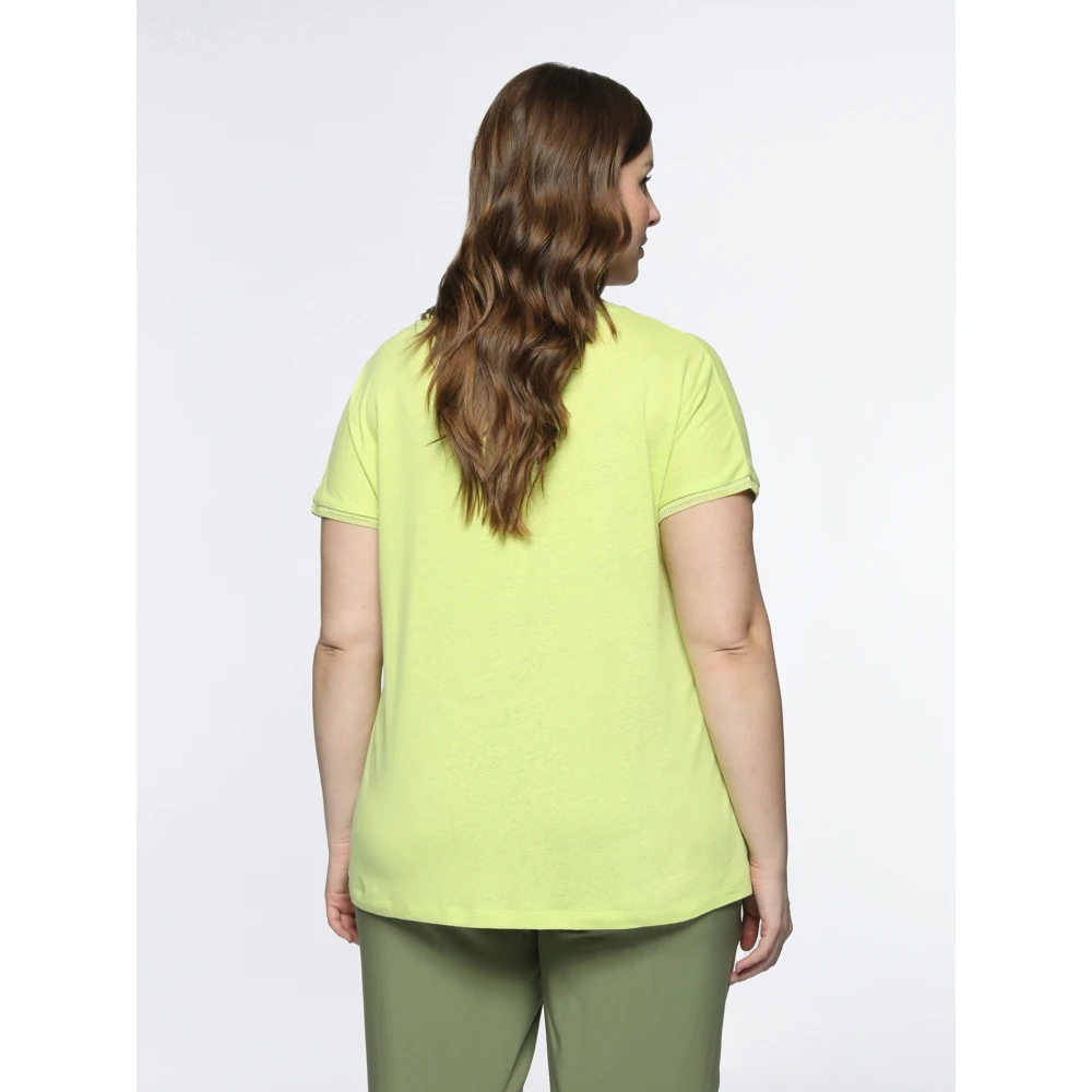 Fiorella Rubino T-shirt met Lurex-boorden en twee stoffen Yellow Dames