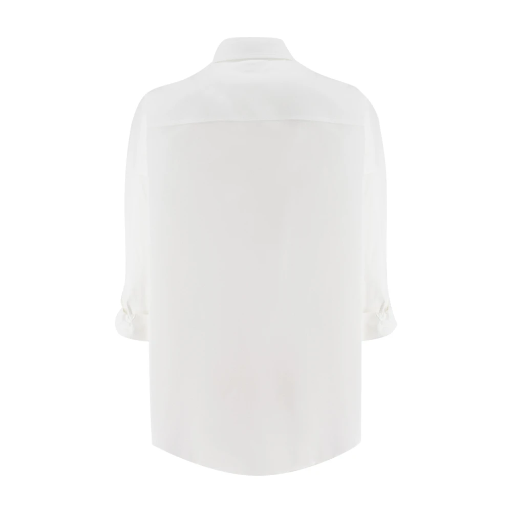 BRUNELLO CUCINELLI Stretch katoenen popeline overhemd met juweelborduurwerk White Dames