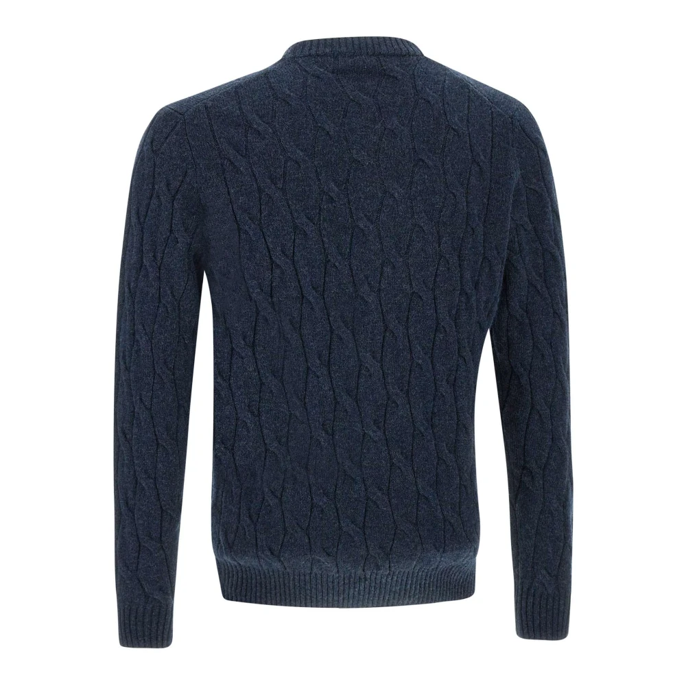 Filippo De Laurentiis Blauwe Wol Kasjmier Trui Ronde Hals Blue Heren