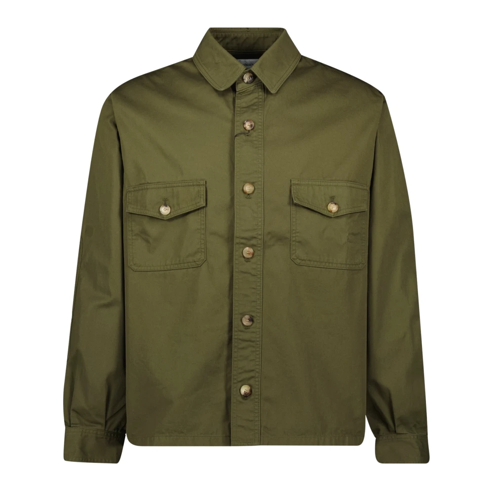 Saint Laurent Katoenen overshirt in khaki groen Green Heren