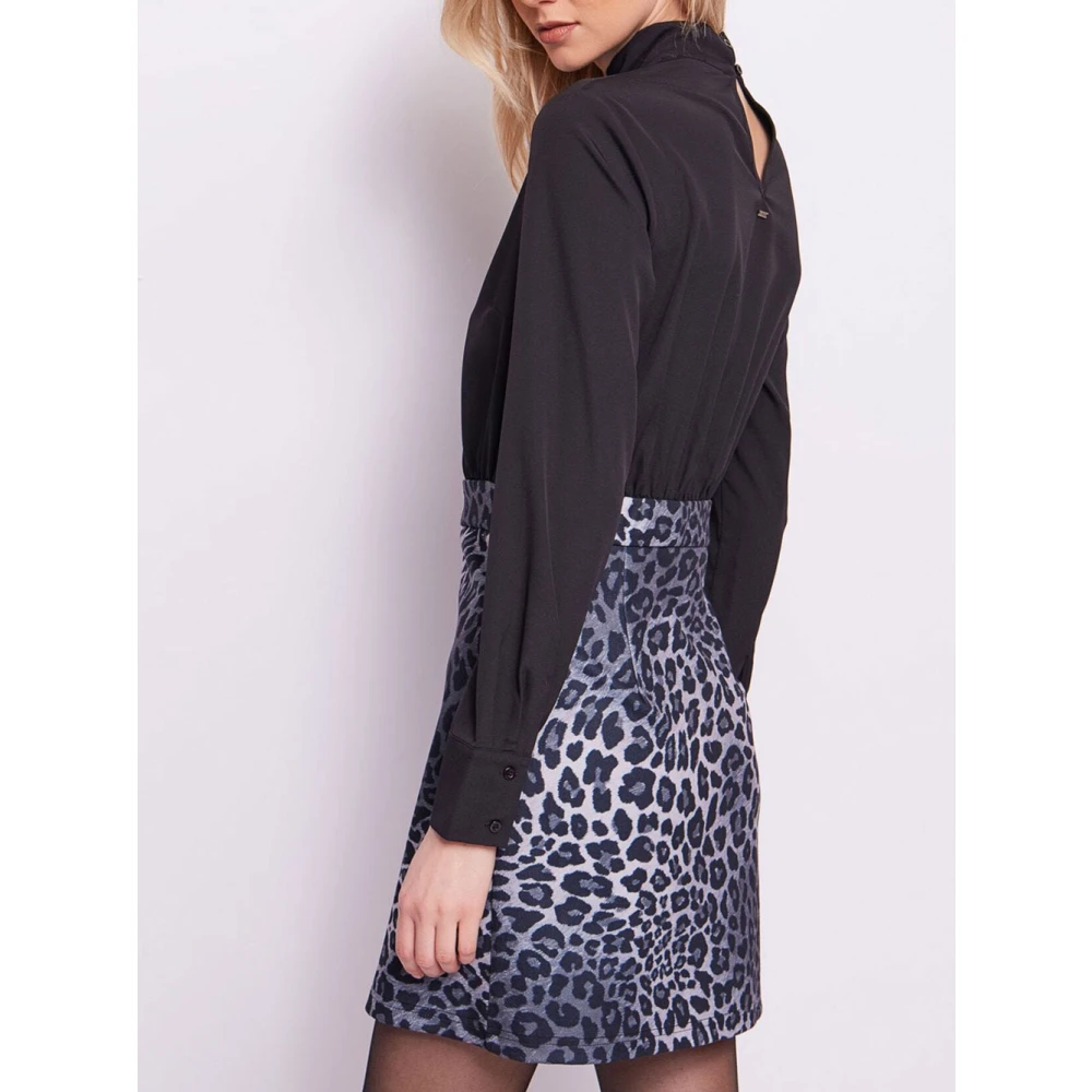 Gaudi Mini Jurk met Animal Print en Hoge Hals Multicolor Dames