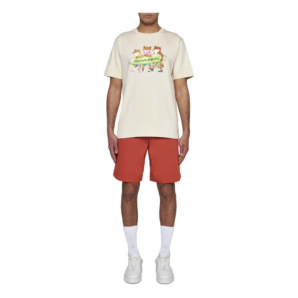 Maison Kitsuné Stijlvolle Shorts voor Mannen Orange Heren