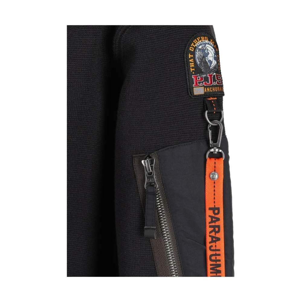 Parajumpers Merinowollen Pullover met Ritszak Black Heren