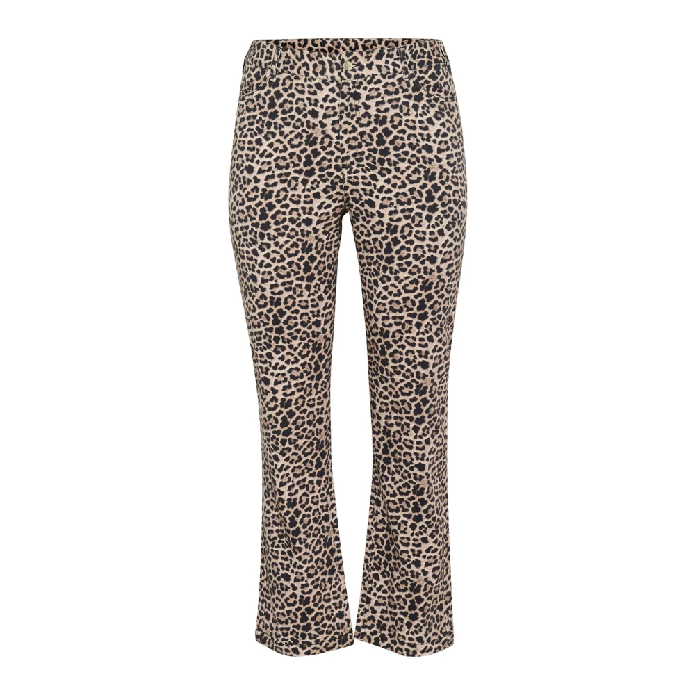 Kaffe Curve Leopard Print Straight Leg Jeans Multicolor, Dam