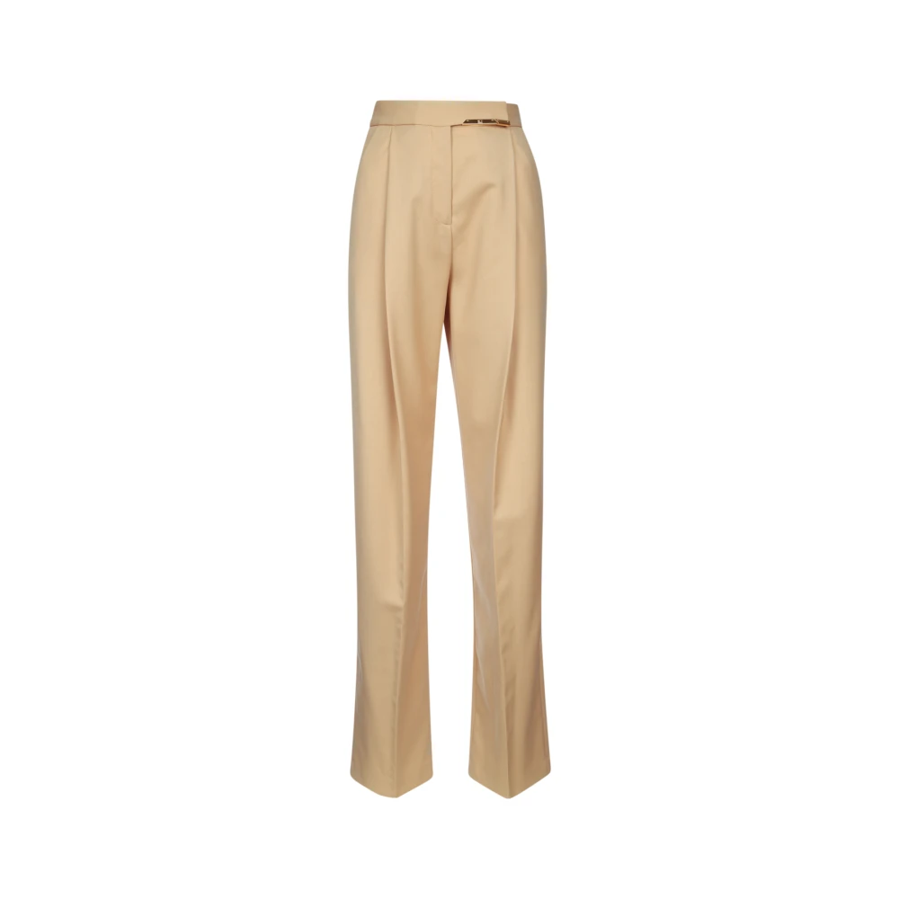 Elisabetta Franchi Beige Wide Trousers - Female - Wide Trousers - Xs - Trousers