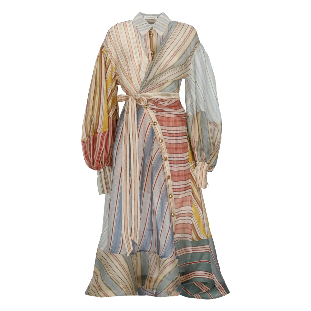 Zimmermann Women's Beige Maxi Dresses, Xs, Rebellion Linen And Silk Dress