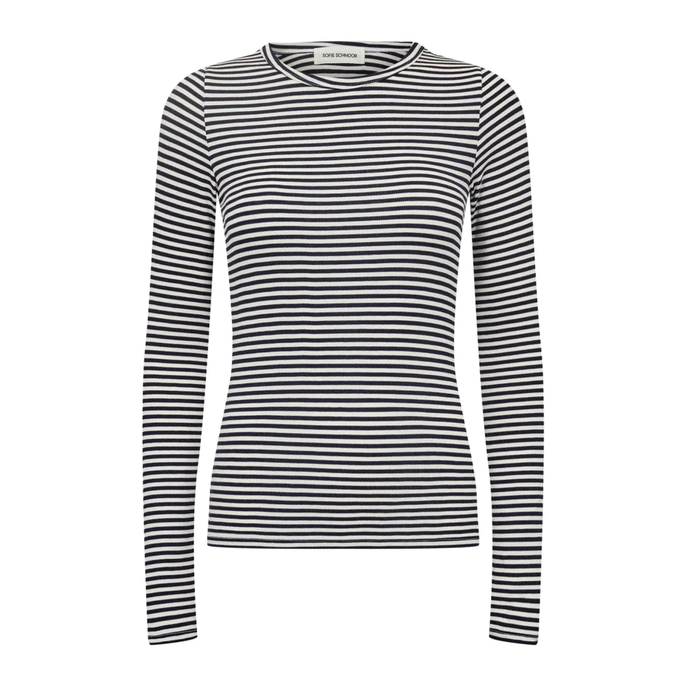 Sofie Schnoor Navy Gestreept T-shirt met Lange Mouwen Black Dames