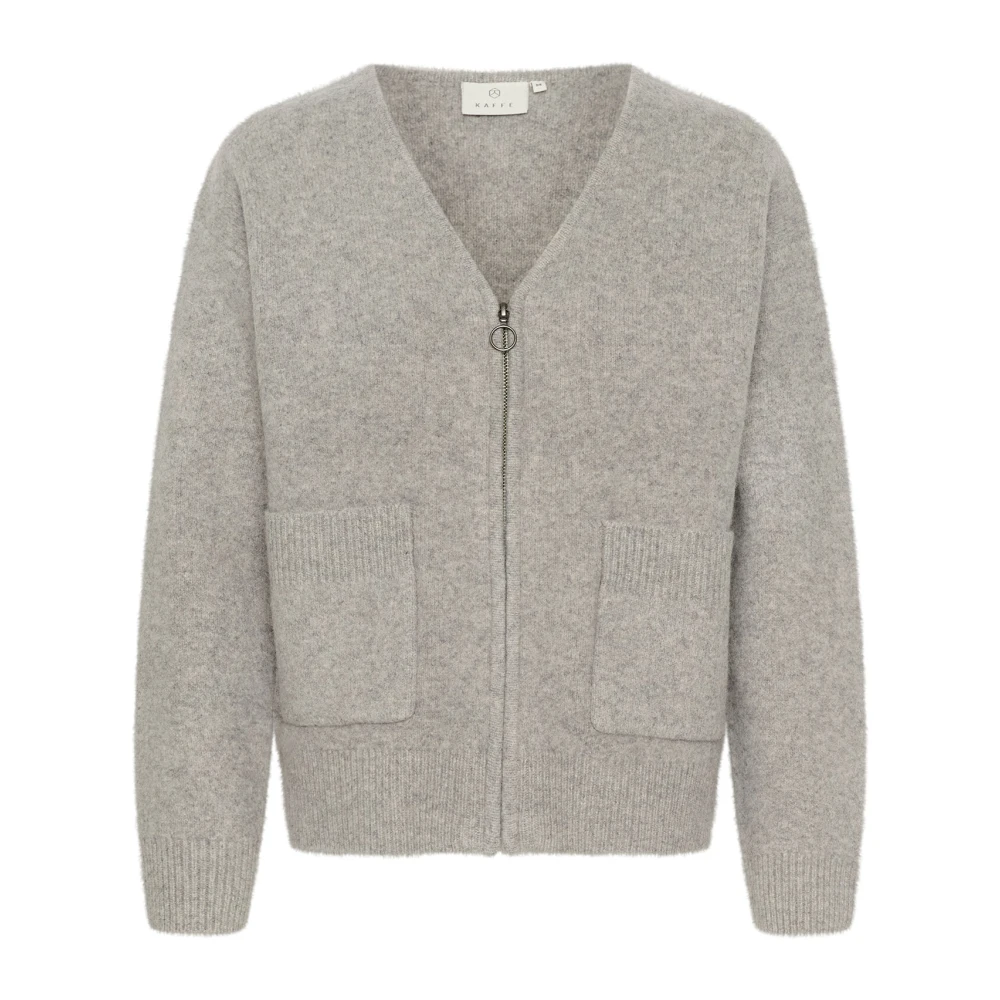 Kaffe Grijze Melange Cardigan Sweater Beige Dames