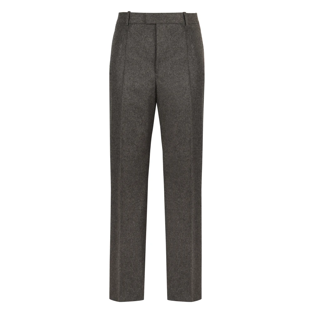 Bottega Veneta Men's Gray Straight Trousers, L, Wool Trousers