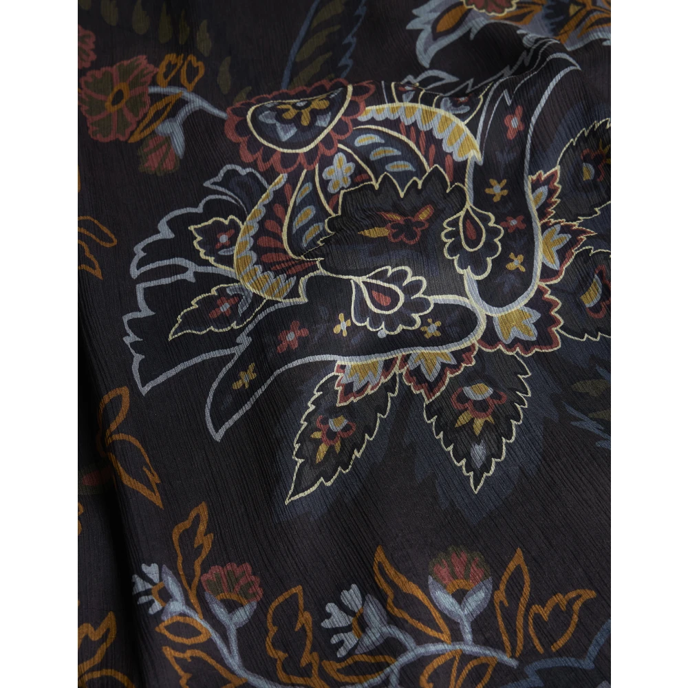 ETRO Zwarte Bloemen Paisley Lange Jurk Black Dames