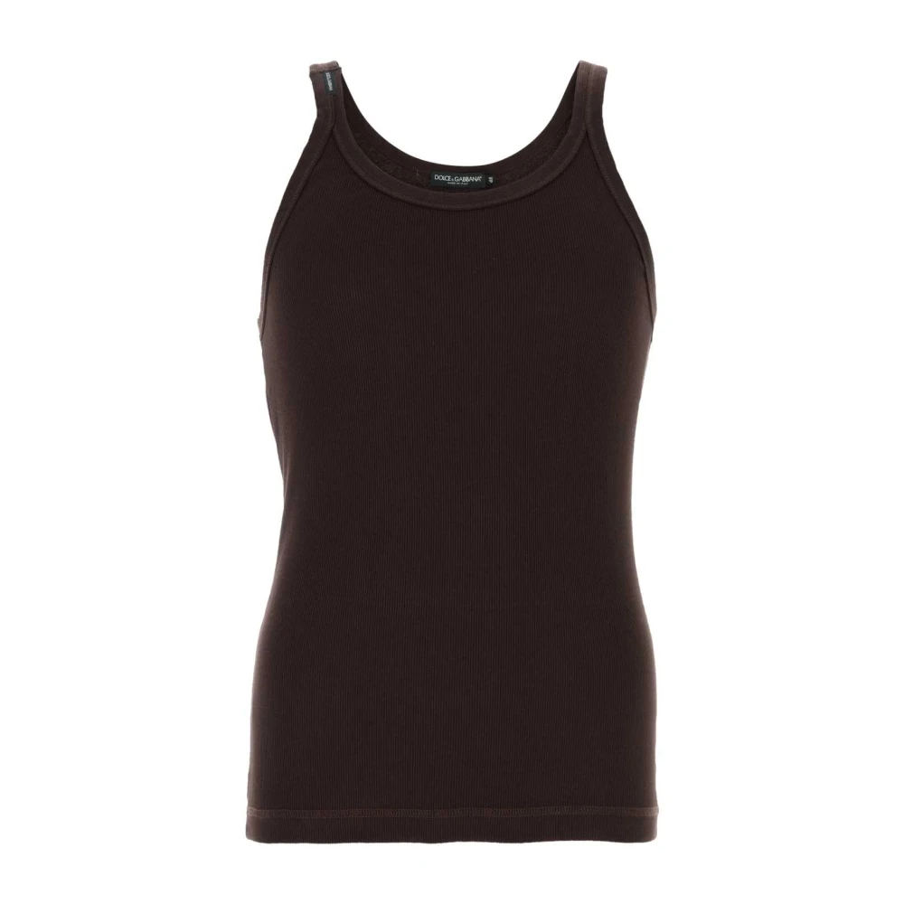 Dolce & Gabbana Homme Marron Tops, Brun, Taille: L Débardeur Côtelé En Coton