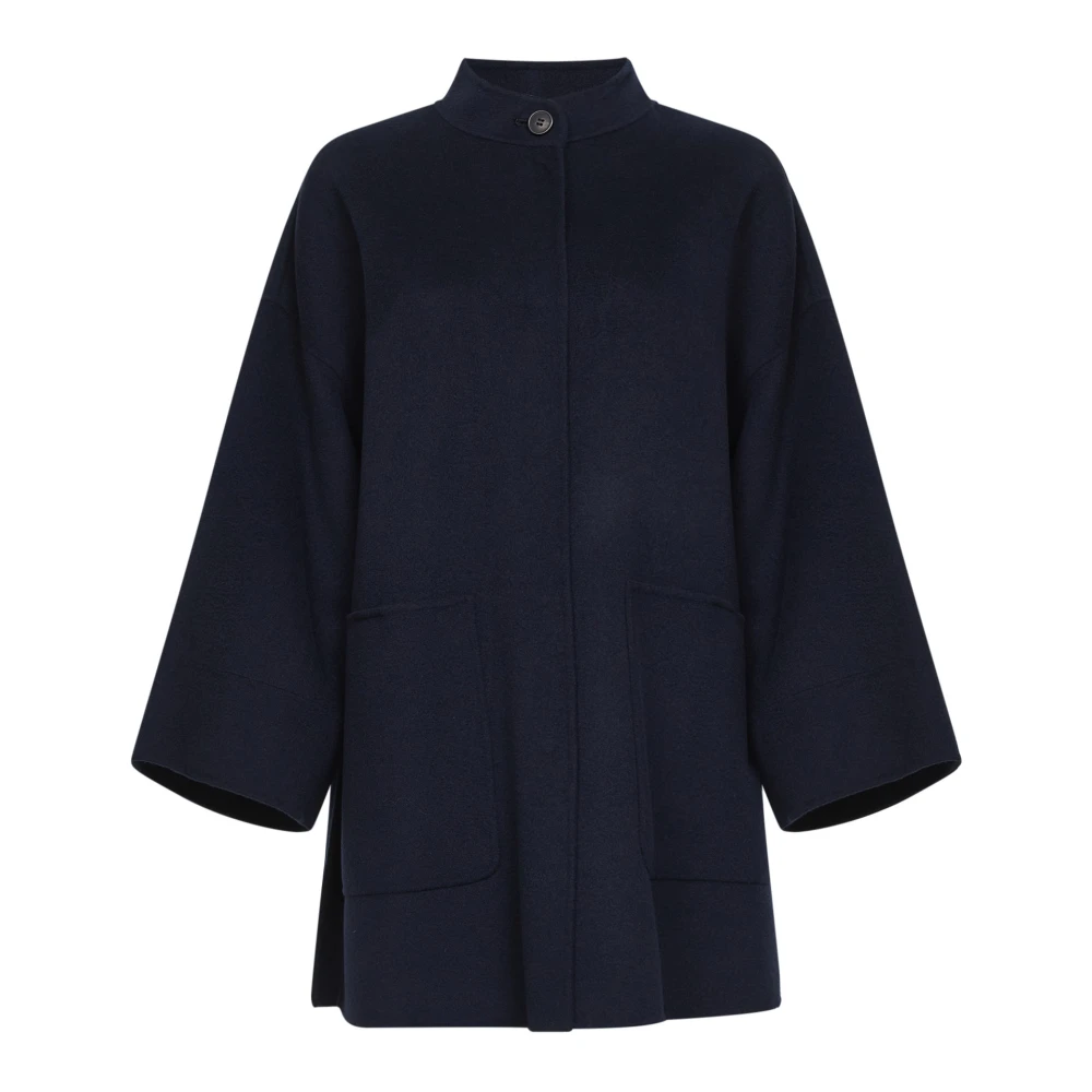 Weekend Max Mara Blue Wool-Blend Coat With Scarf - Female - Single-Breasted Coats - Xs - Coats