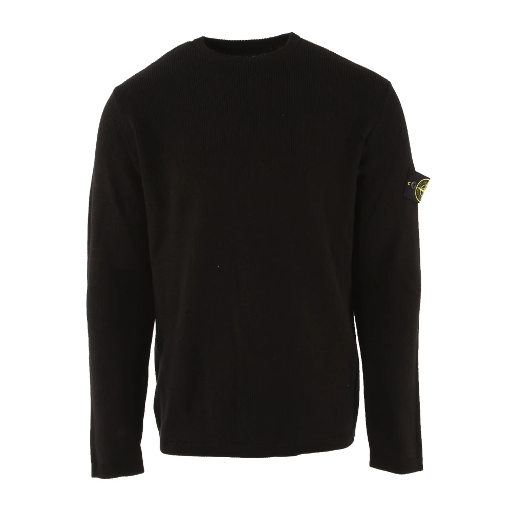 Stone Island Zwarte Katoenen Trui Black Heren