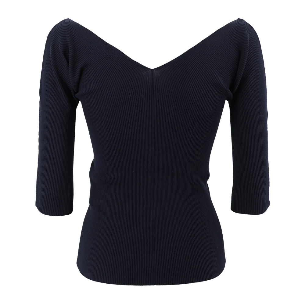 Max Mara Weekend Ribgebreide V-hals Sweater Black Dames