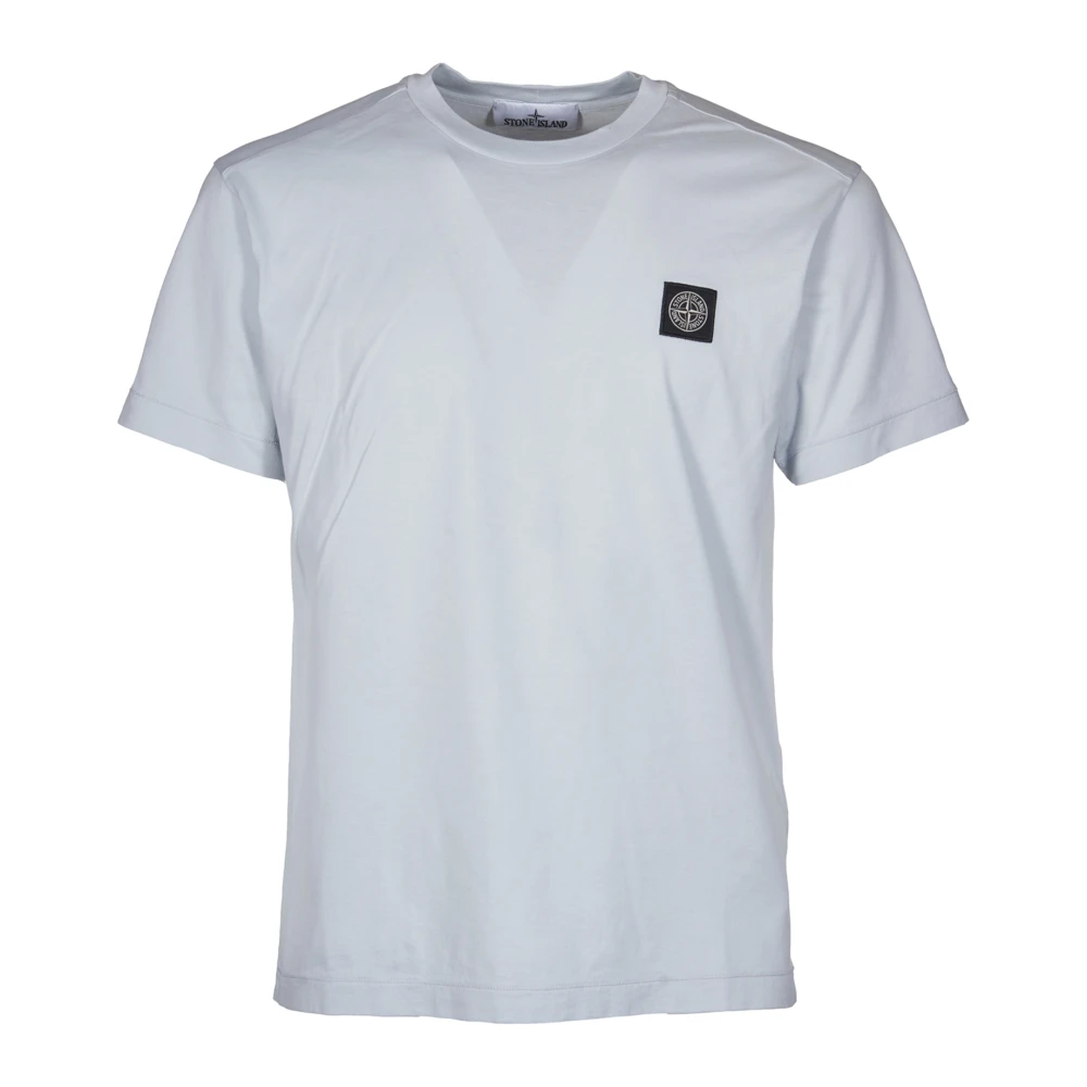 Stone Island Jersey Katoen Korte Mouw Logo Patch Tee Blue Heren