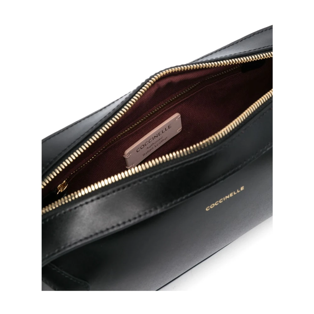 Coccinelle Zwarte leren schoudertas Black Dames