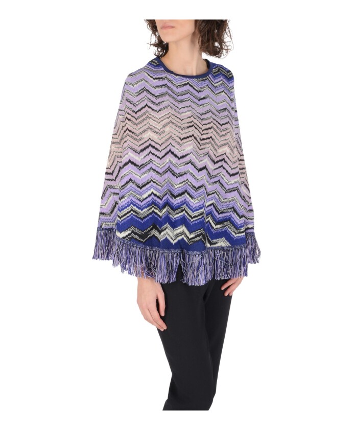 poncho-en-laine-melangee-multicolore