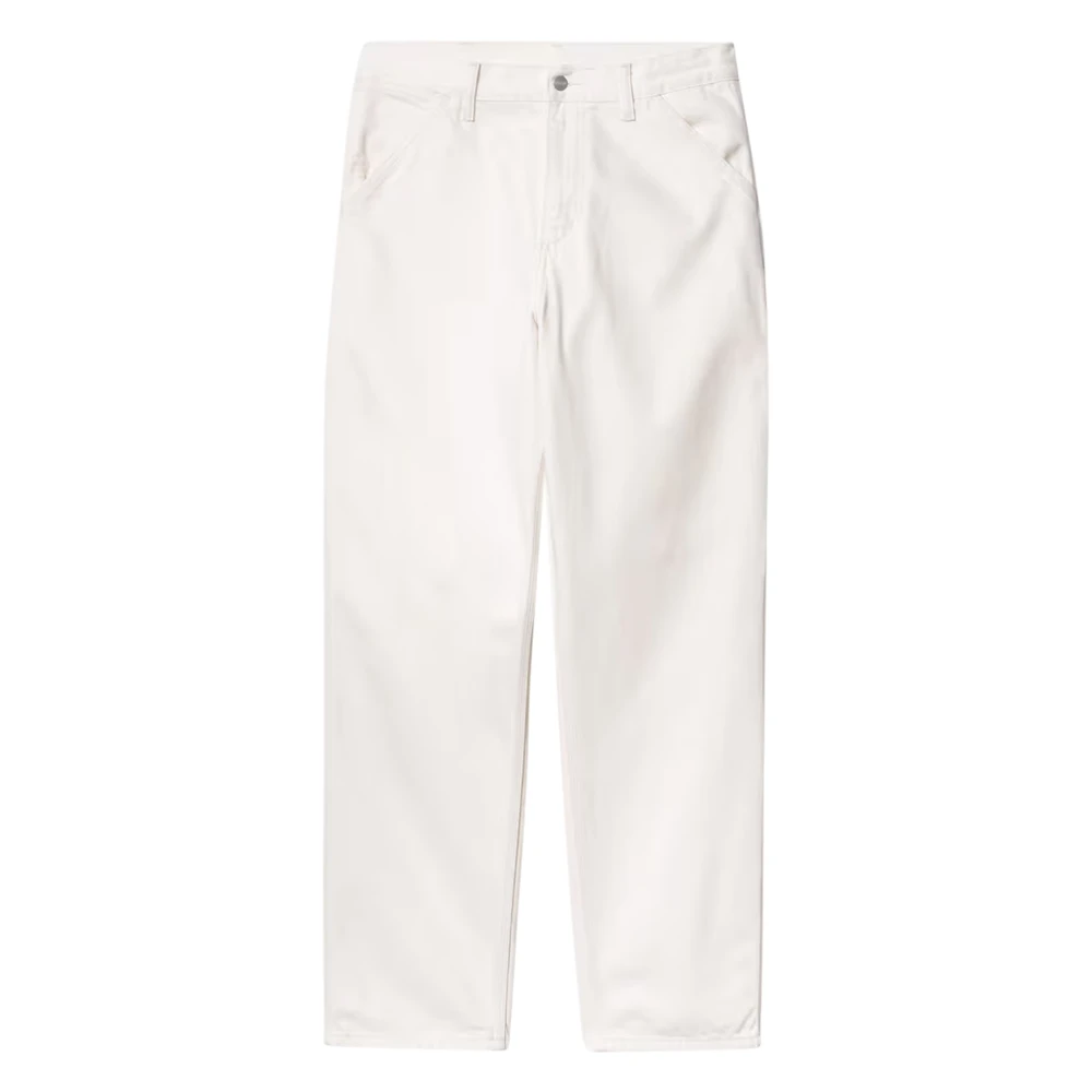 Carhartt Wip Men's White Straight Trousers, W33, Smith Cargo Jeans