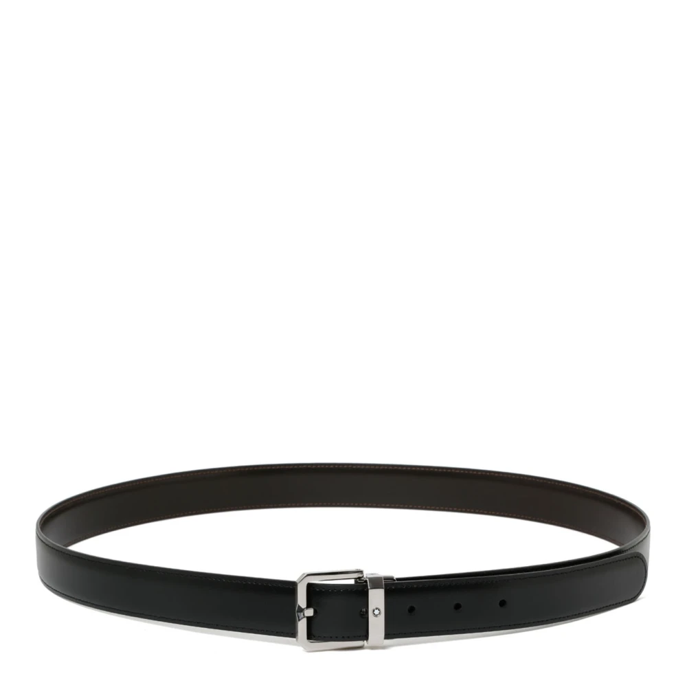 Montblanc Omkeerbare Leren Riem Zwart Bruin Black Heren