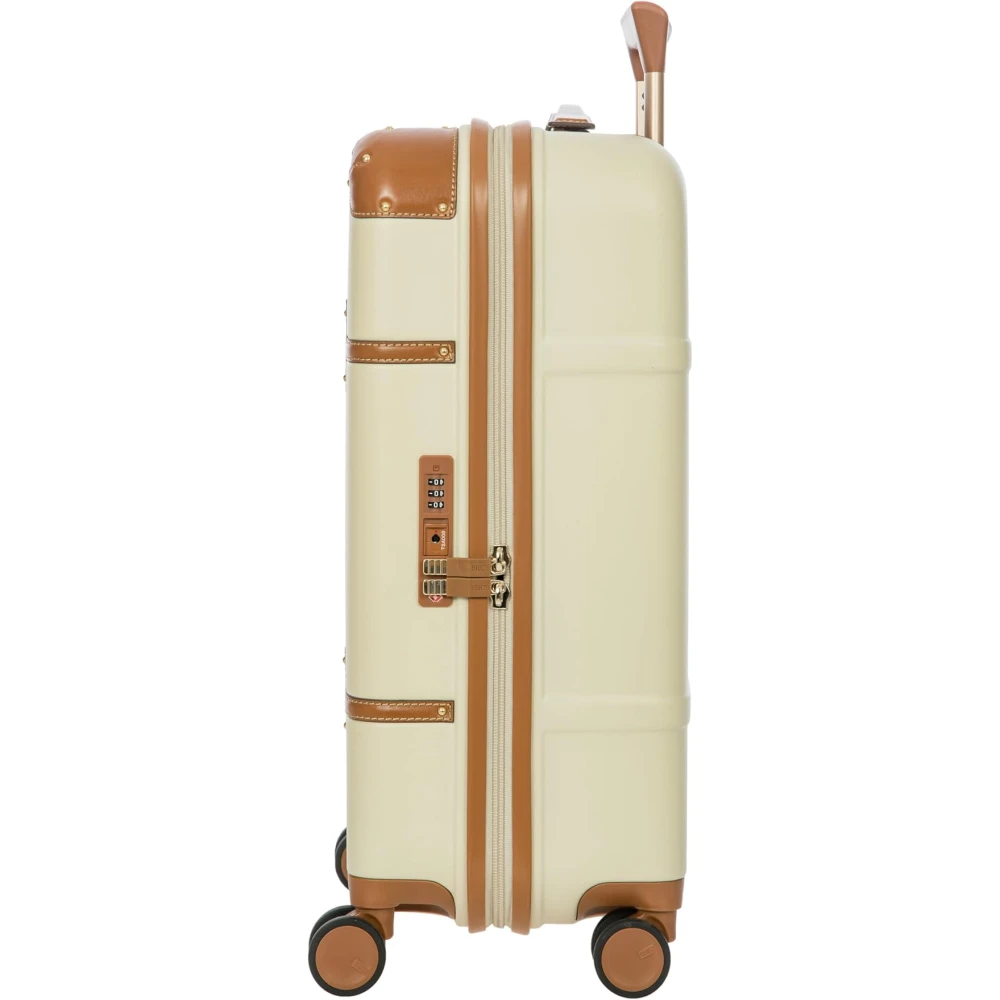 Bric's Luxe Spinner Koffer met Leren Afwerking Beige Unisex