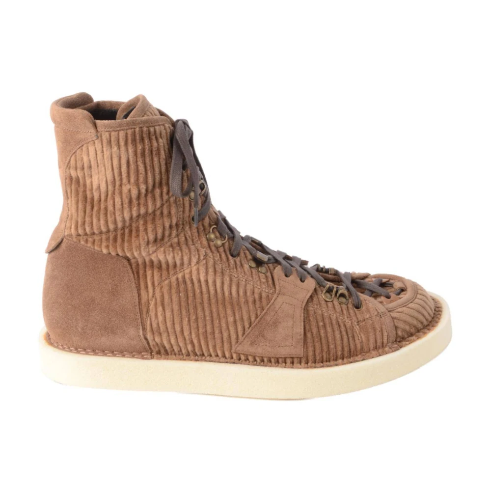Dolce & Gabbana Men's Brown Corduroy Laced Boots - Lace-Up Boots - 6 1/2 Uk - Shoes