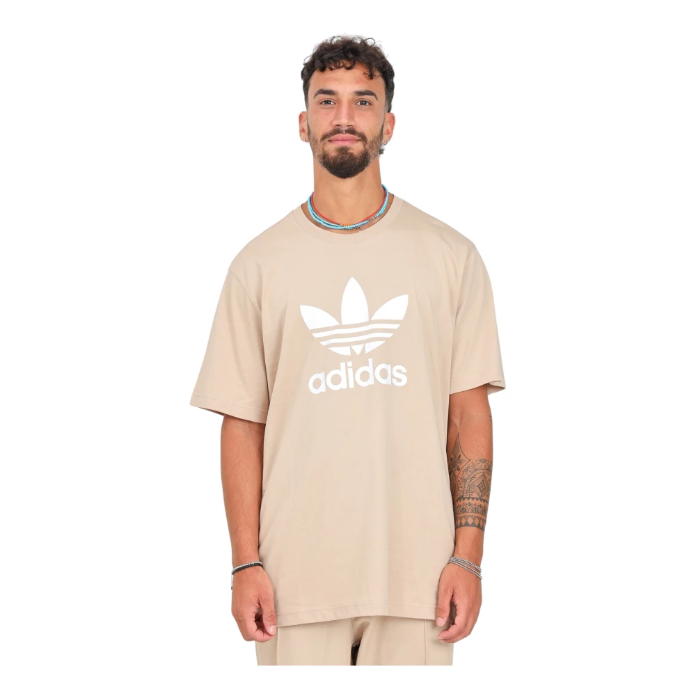 adidas Originals Beige Korte Mouw Sportieve T-shirt Beige Heren