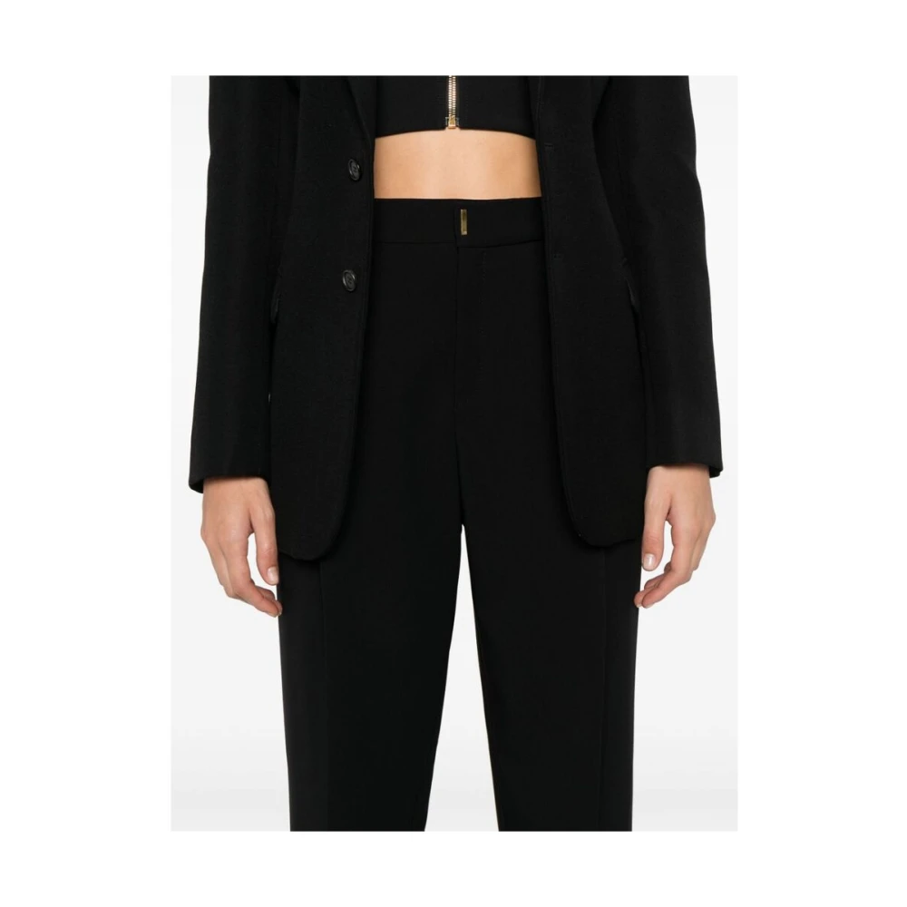 Elisabetta Franchi Zwarte Crepe Geknipte Taps Toelopende Broek Black Dames