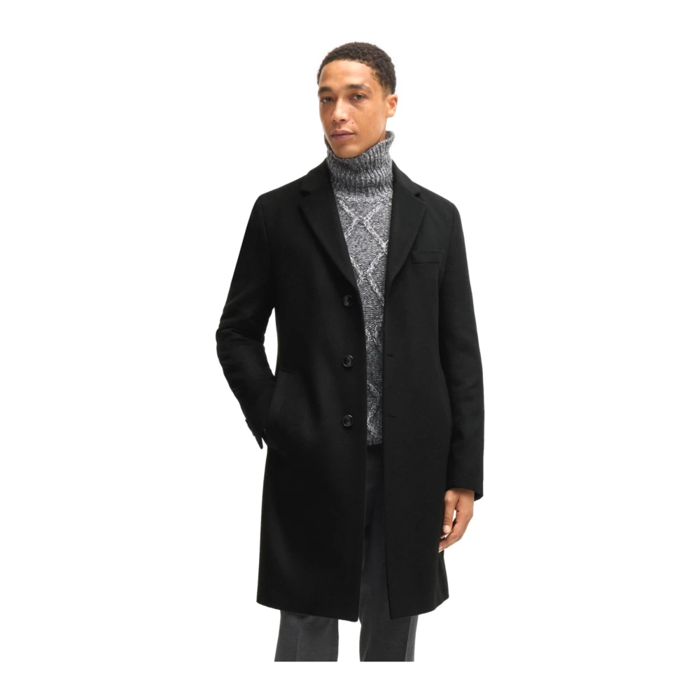 Hugo Boss Heren Wol Kasjmier Slim Fit Jas Black Heren