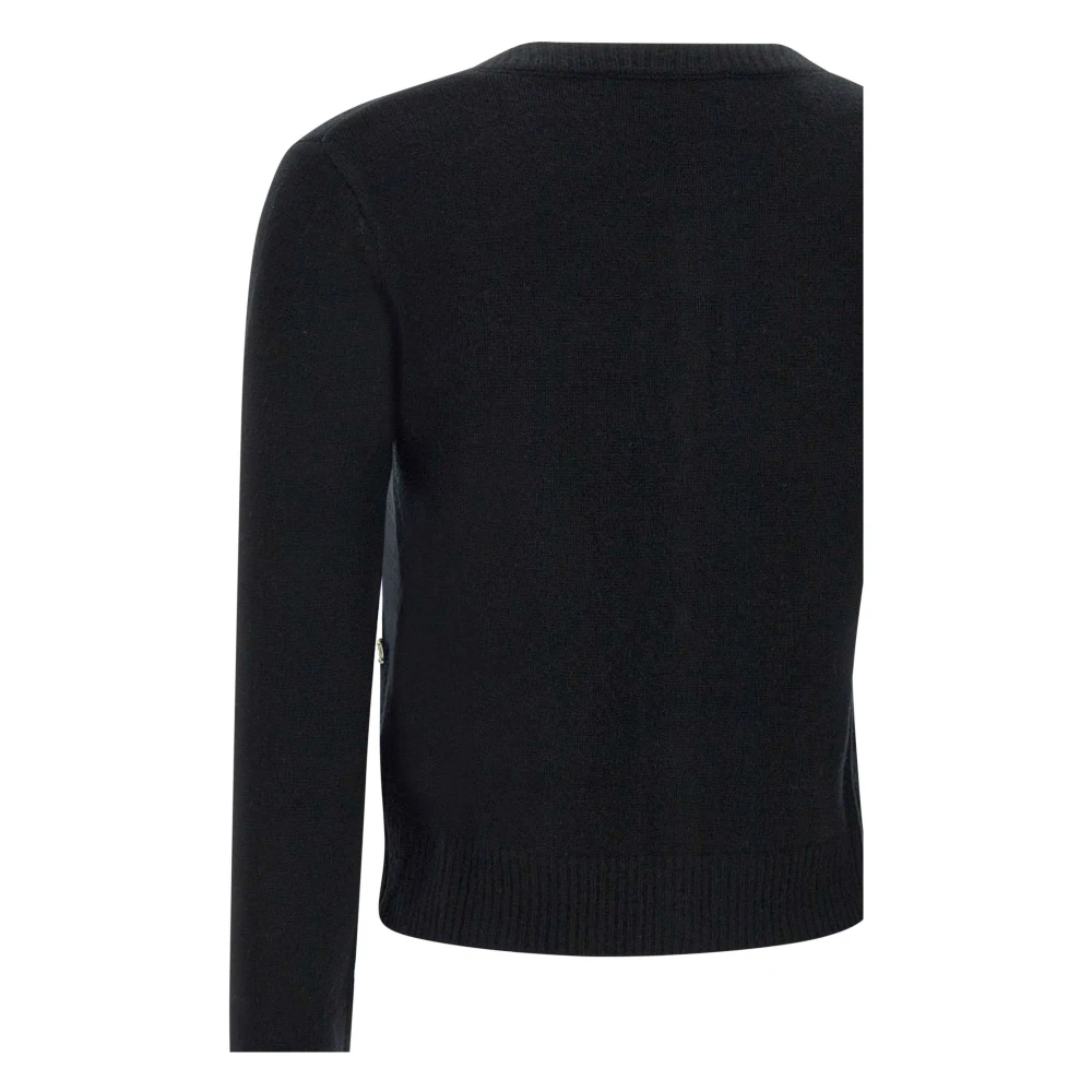 Kaos Zwarte wollen vest met steendetail Black Dames