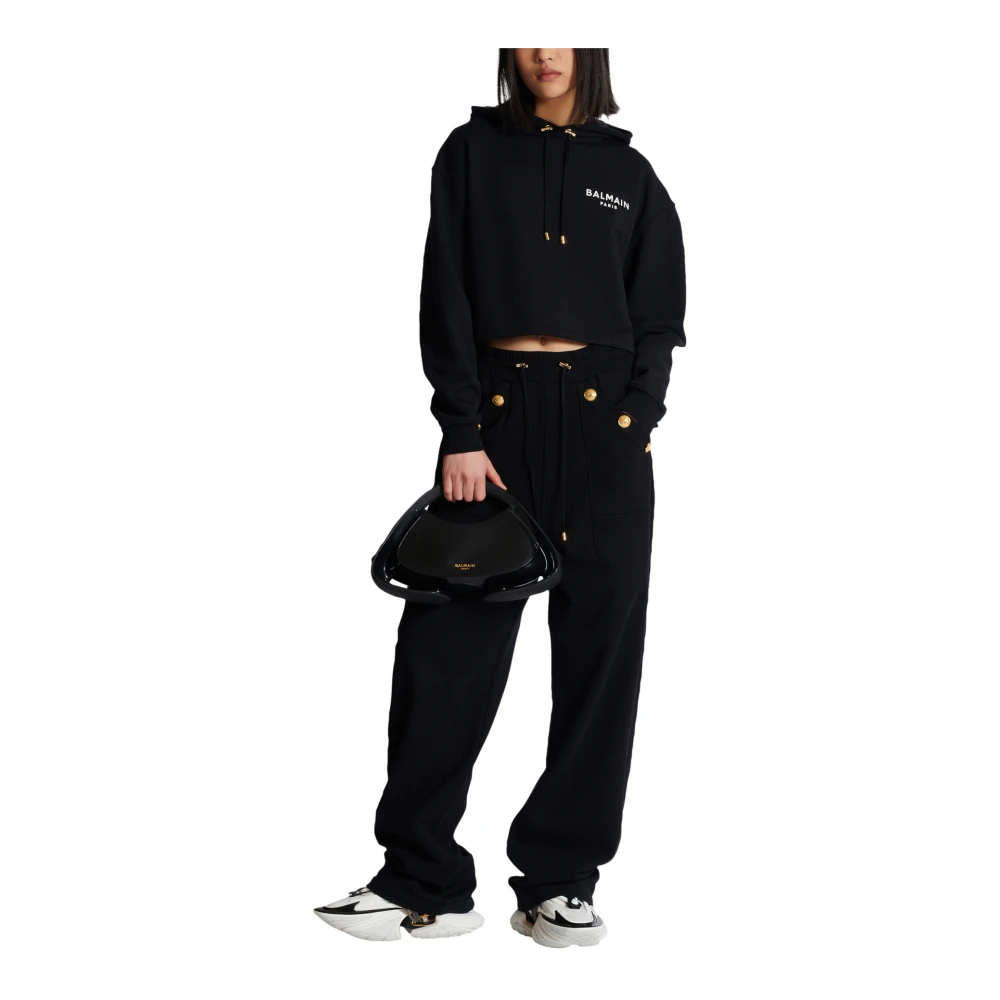 Balmain Flocked Paris hoodie Black Dames