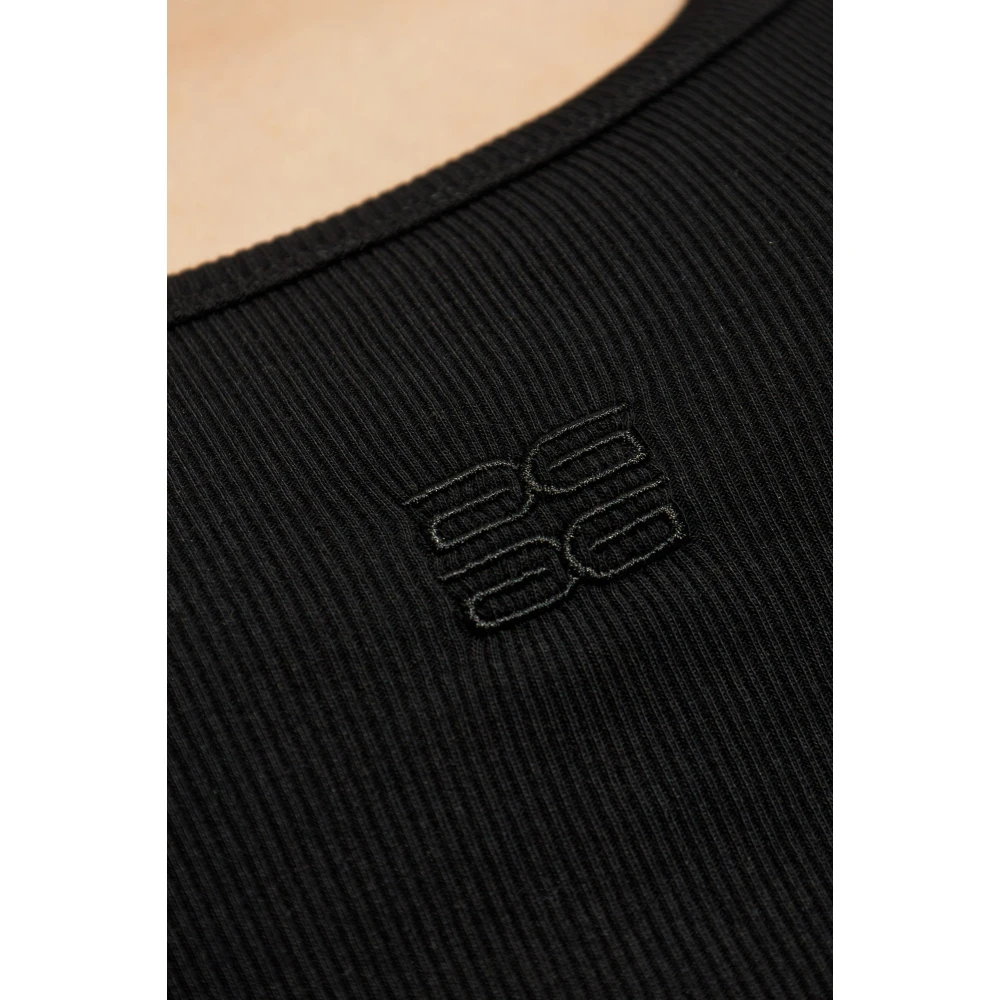 Gestuz Ribgebreide Top Black Dames