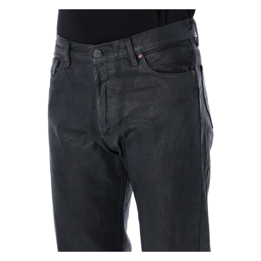 Levi's Zwarte gewaxte straight leg jeans Black Heren