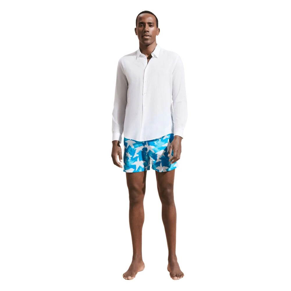Vilebrequin Licht Solid Unisex Katoen Voile Shirt White Heren