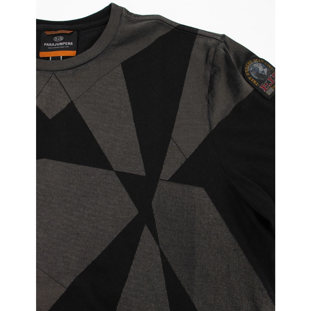 Parajumpers Geometrische Crew-neck T-shirt voor Casual Garderobe Black Heren