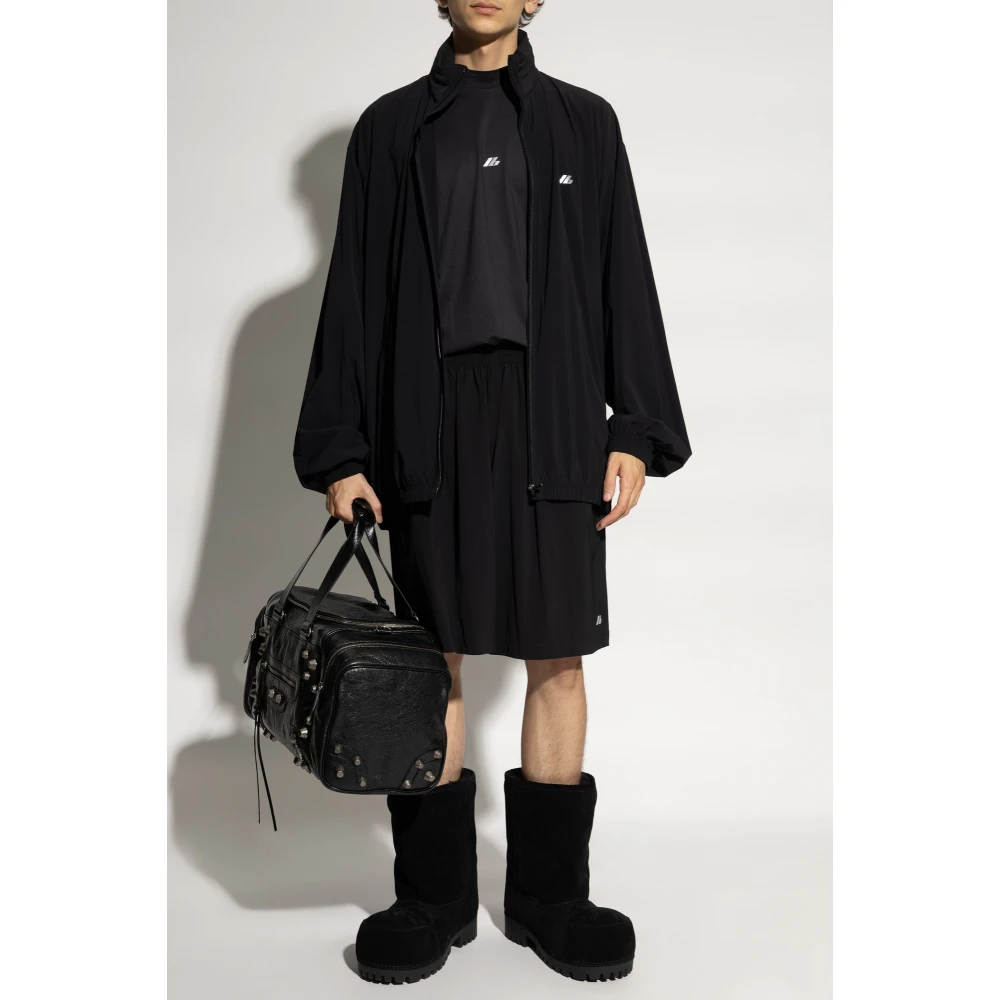 Balenciaga Lichtgewicht jas met bedrukt logo Black Heren