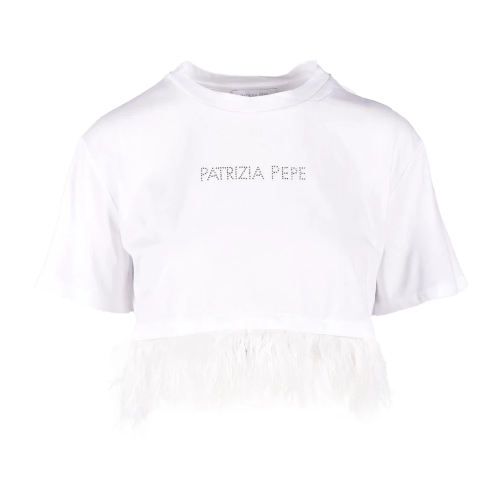 PATRIZIA PEPE Katoenen T-shirt met Stijl White Dames