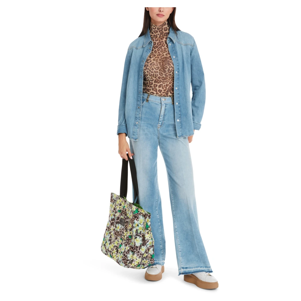 Marc Cain Gebruikte Denim Blouse Blue Dames