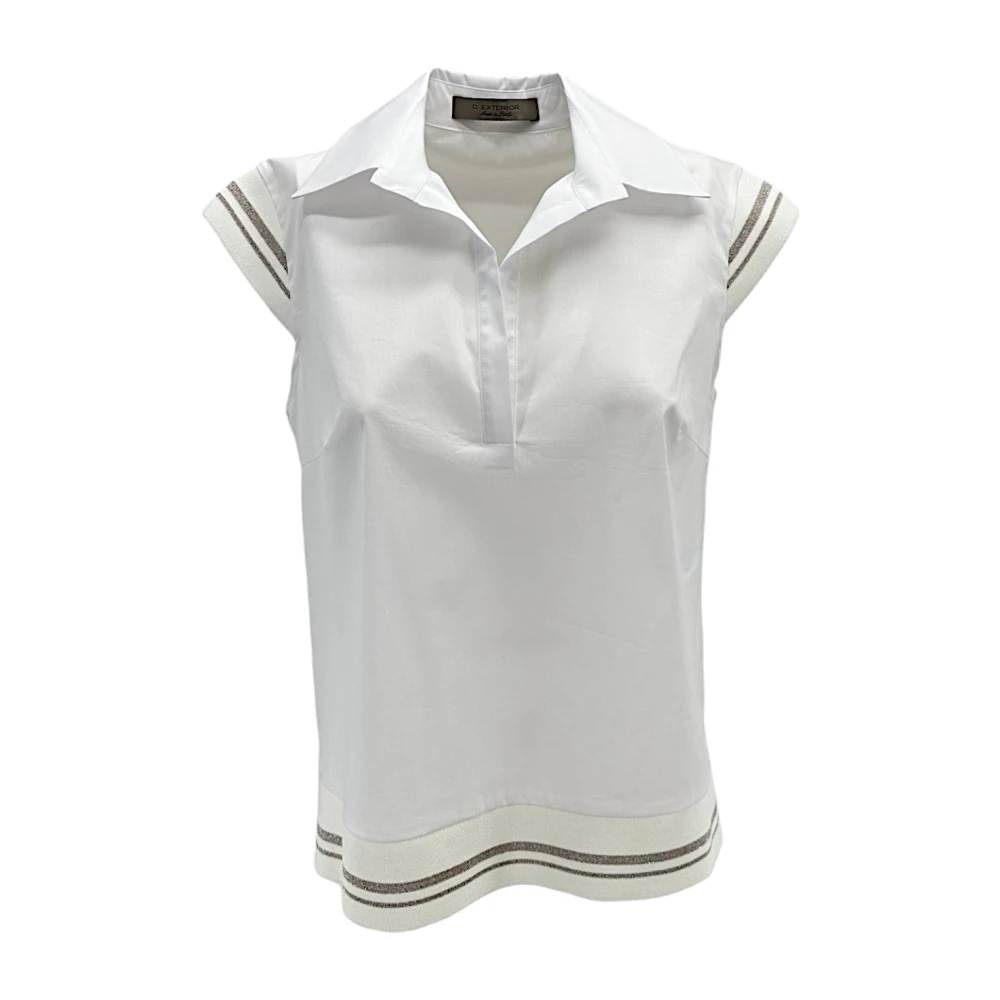 D.Exterior Witte Polo Shirt met Lurex Details White Dames
