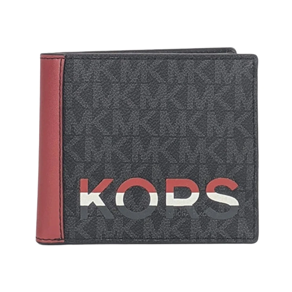Michael Kors Opvouwbare leren portemonnee met grafisch logo Black