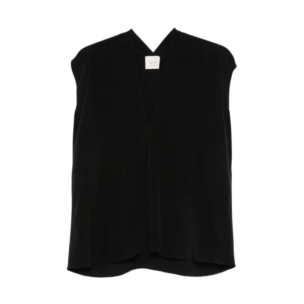 Alysi Women's Black V-Neck Sleeveless Top