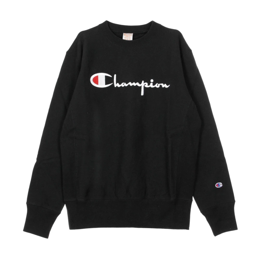 Champion Zwarte Crewneck Sweatshirt met Groot Logo Black Heren