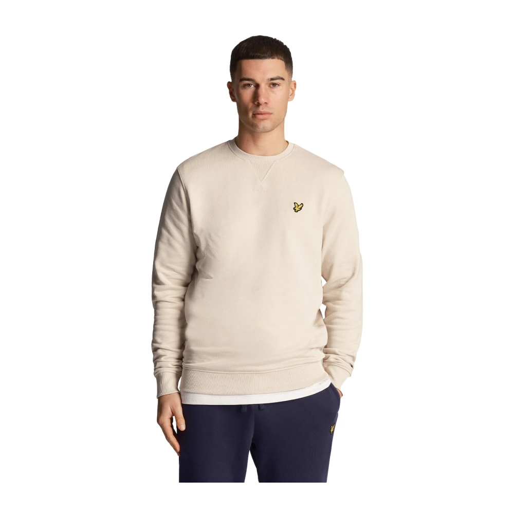 Lyle & Scott Men's Beige Sweatshirts, S, Mid Layers Crew Neck Sweatshirt